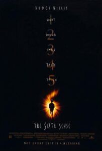 The Sixth Sense movie poster showing boy whispering to psychologist with supernatural elements The sixth sense(1999)