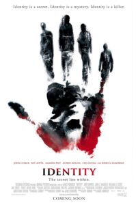 Identity movie poster showing multiple reflections of same person in shattered mirror Identity