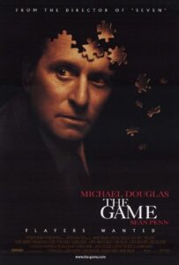 The Game movie poster showing businessman trapped in puzzle-like environment The Game